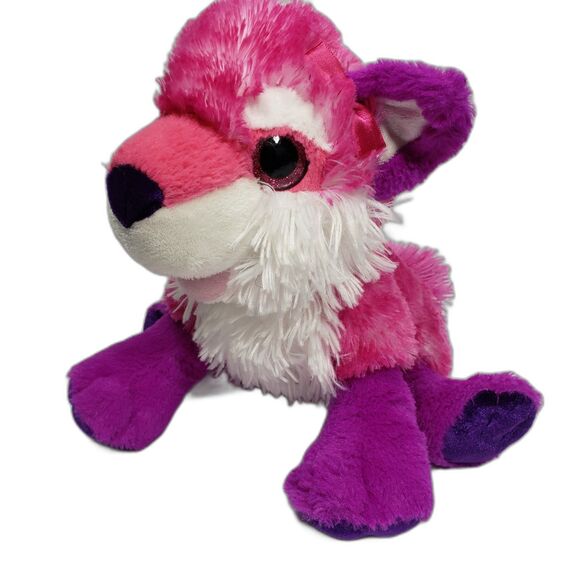 Wild Republic Fox Plush Toy Sparkle Eyes Soft Pink Purple 10 Inch - Picture 1 of 8